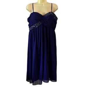 London Style Nights  Purple Strapless Chiffon Beaded Dress Knee Length Fancy